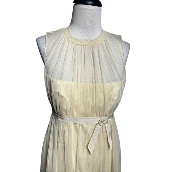 Vera Wang Maids Bridesmaid Cream Colored Sleeveless Tulle Dress Size 6 - Picture 4 of 5